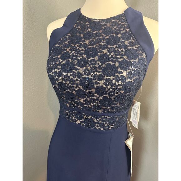 Nightway Formal Sequins‎ Navy Maxi Dress Size 6 - Picture 4 of 9